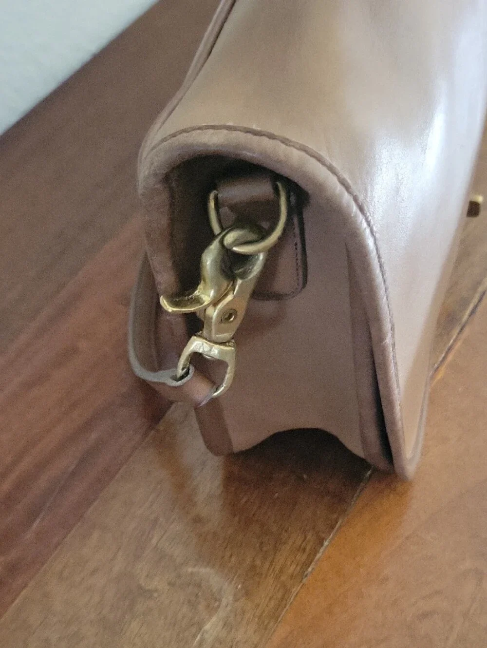 Vintage Coach Convertible Clutch In Putty with Solid Brass Turn-Lock